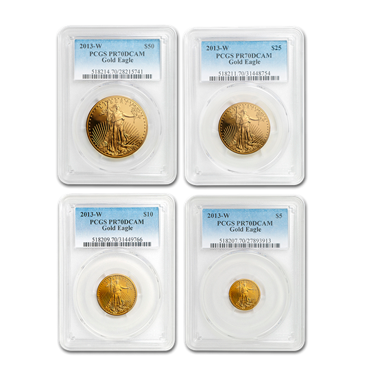 2013-W 4-Coin Proof Gold American Eagle Set PR-70 PCGS 2013-W 4-Coin Proof Gold American Eagle Set PR-70 PCGS
